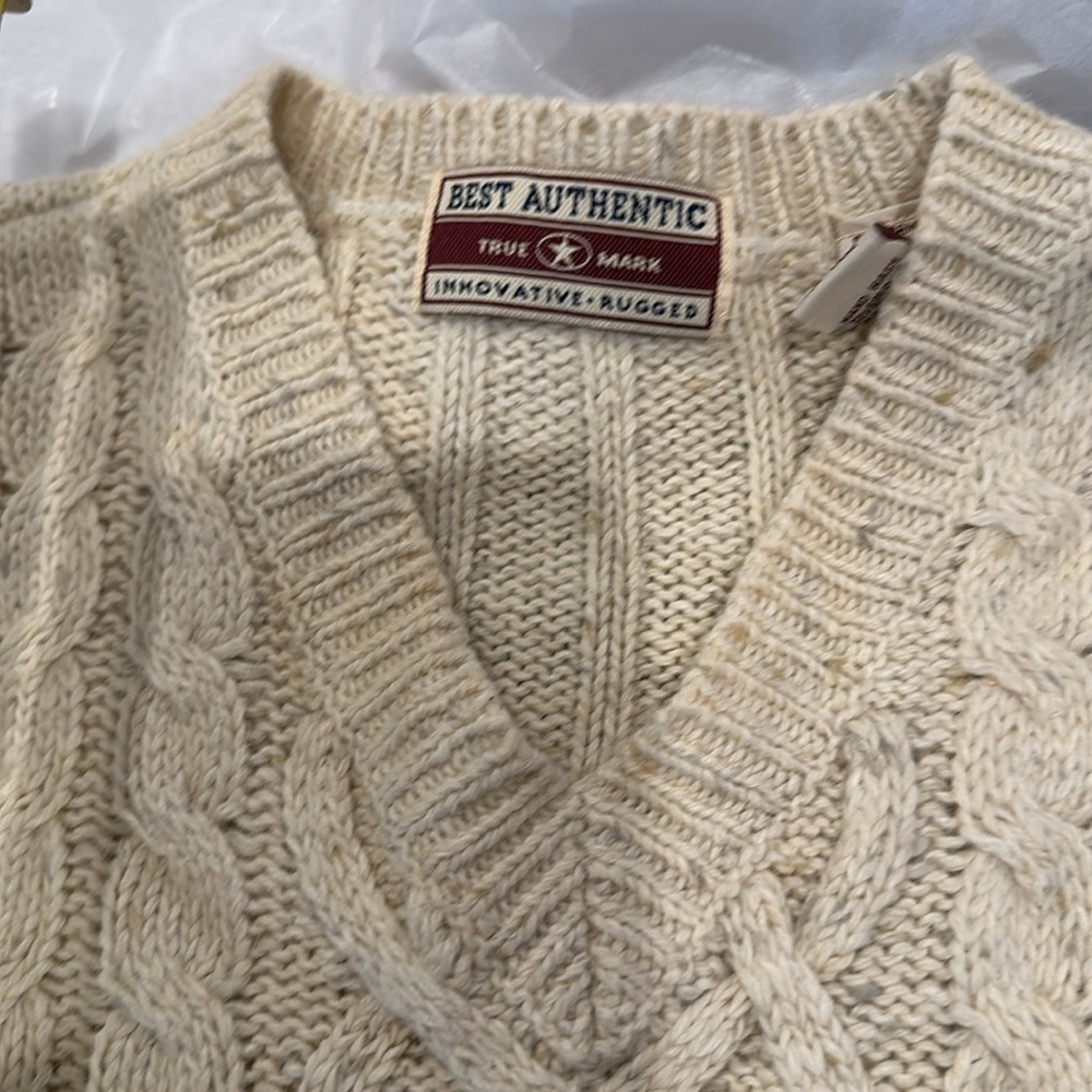 True Mark V-Neck Cable Knit Sweater